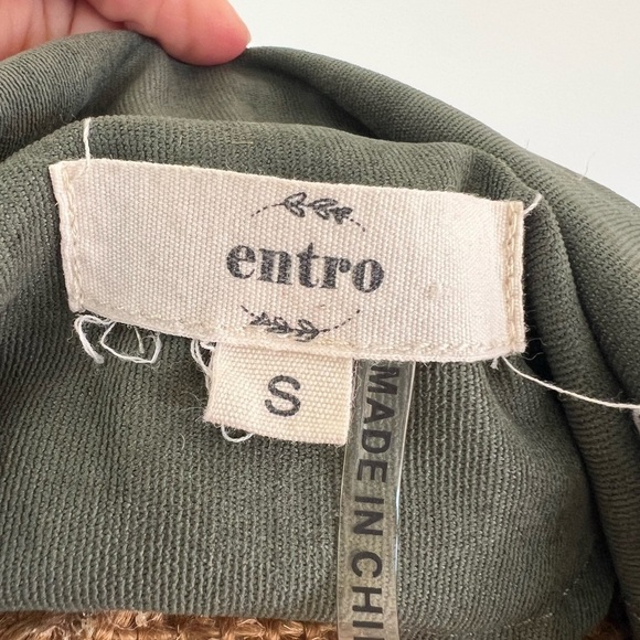 Entro by Anthropologie Green Utility Vest with hood button closure size Small - Picture 2 of 8